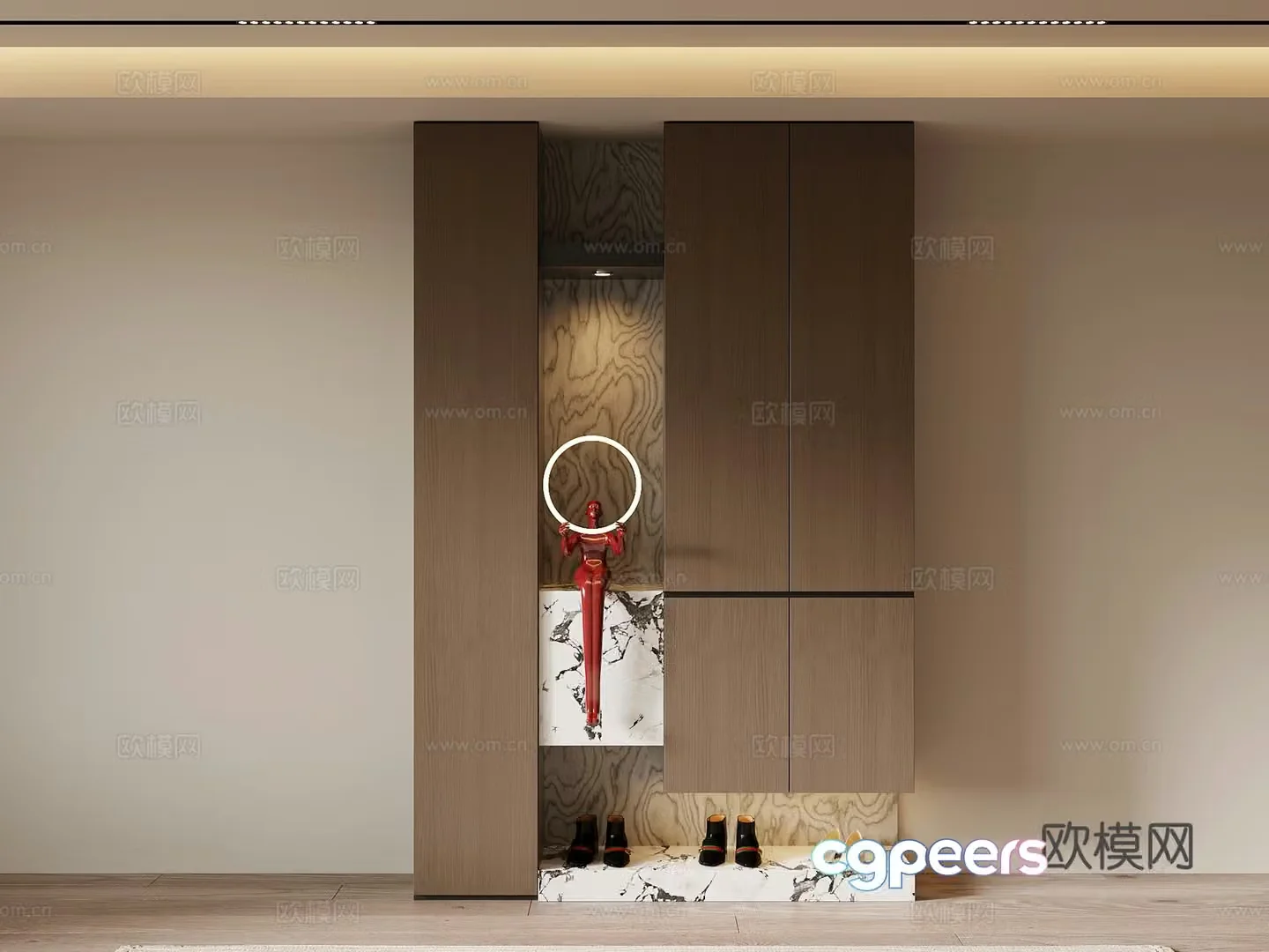 Modern Italian style home entrance shoe cabinet 3D model