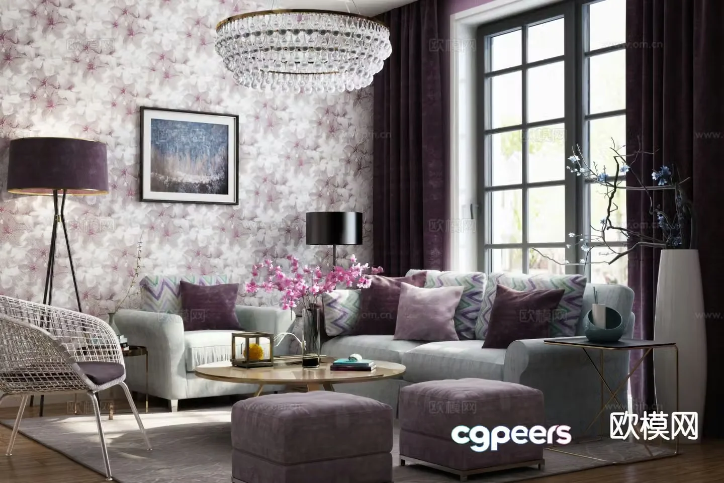 Modern sofa combination sofa coffee table combination 3d model
