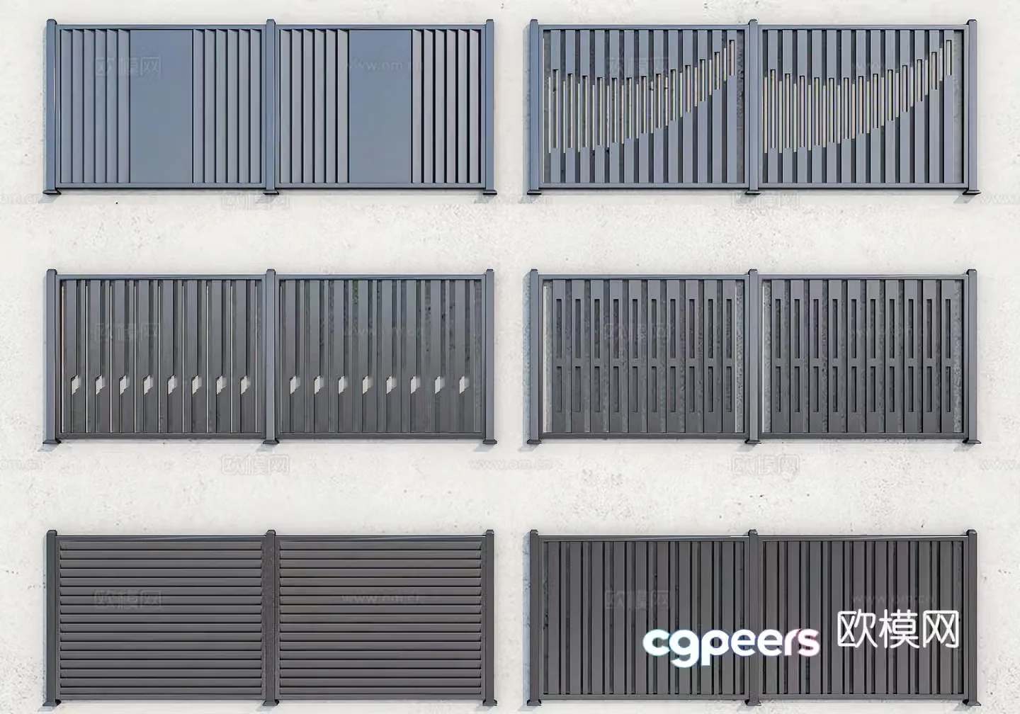 Outdoor aluminum alloy fence Garden guardrail Iron fence Wrought Iron fence Partition 3D model