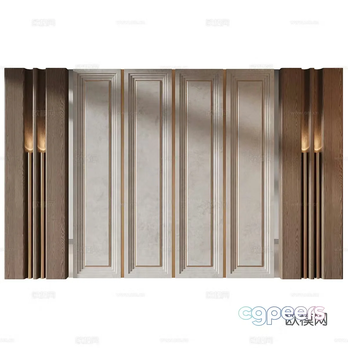 New Chinese style light luxury background wall 3D model