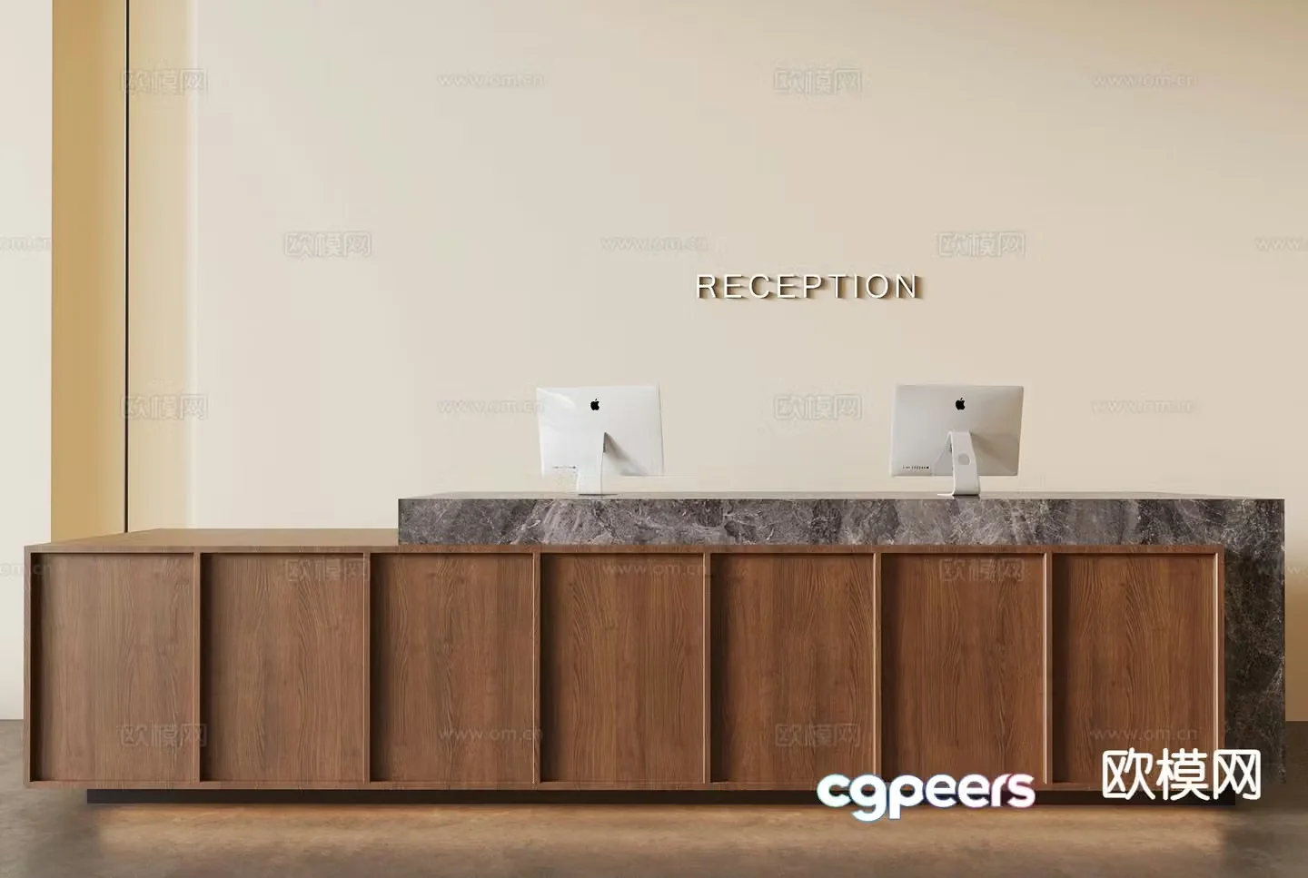 Medieval style front desk reception desk service desk 3d model