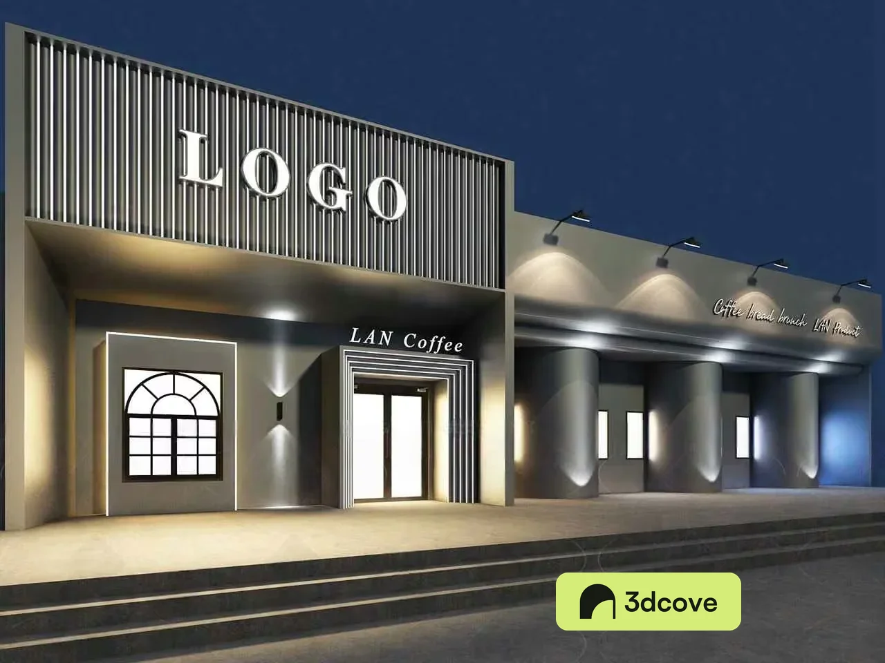 A Modern Building With A Coffee Shop