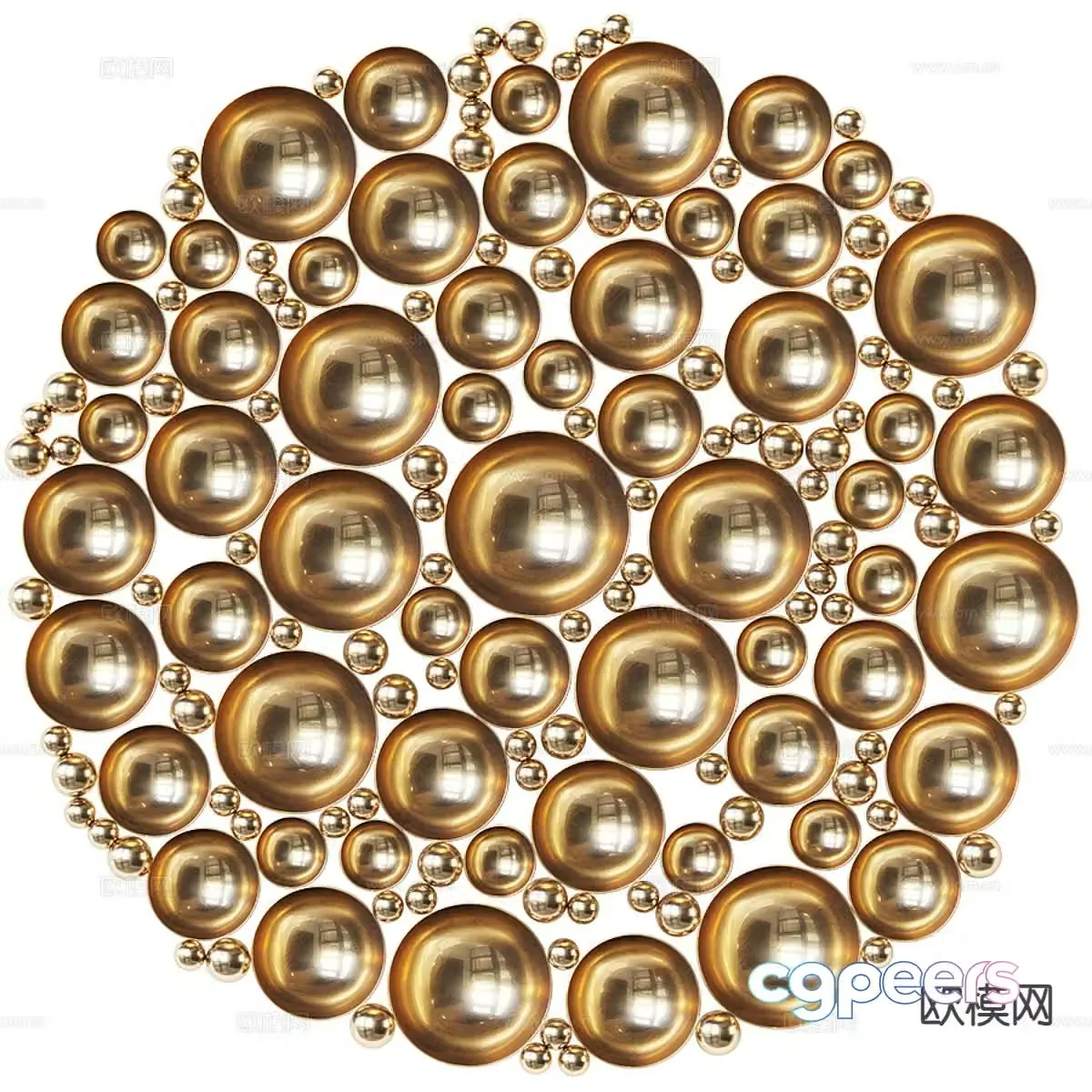 Light luxury round hanging metal wall decoration 3D model