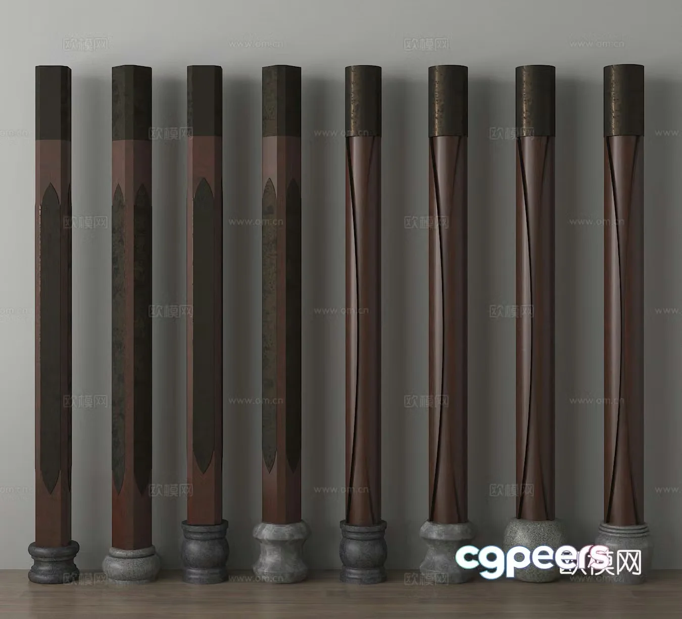 Decorative columns pillars building columns column combinations cylinders 3D model