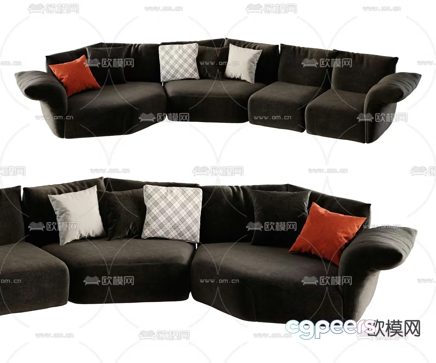 Multi-person sofa special-shaped sofa curved sofa 3D model