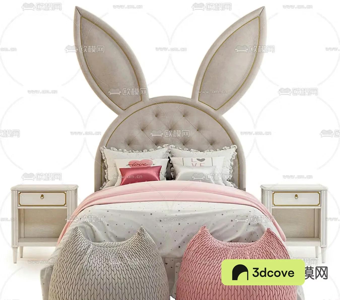 Modern fabric rabbit ears children’s bed