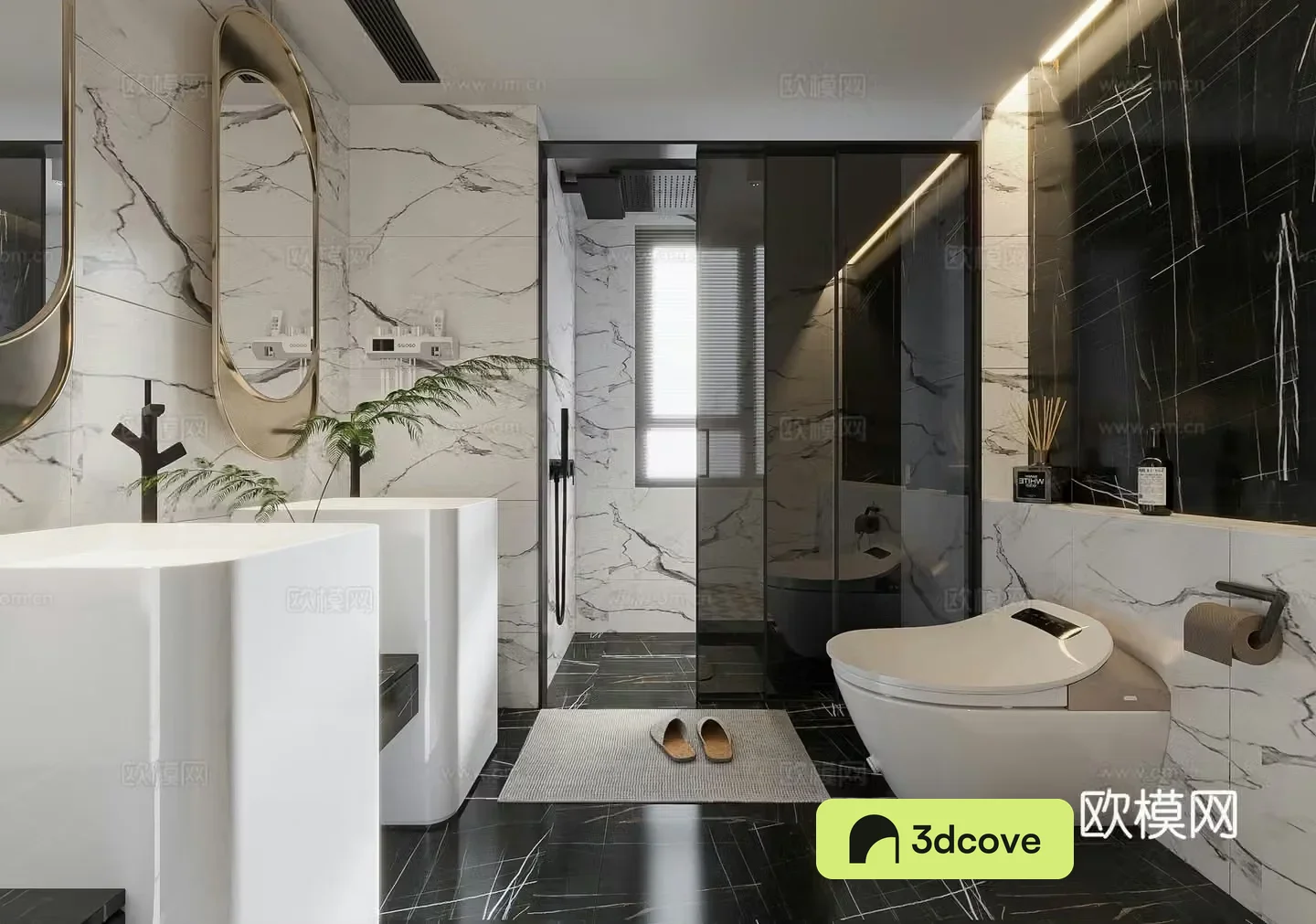 Modern bathroom cabinet washbasin mirror cabinet toilet shower room