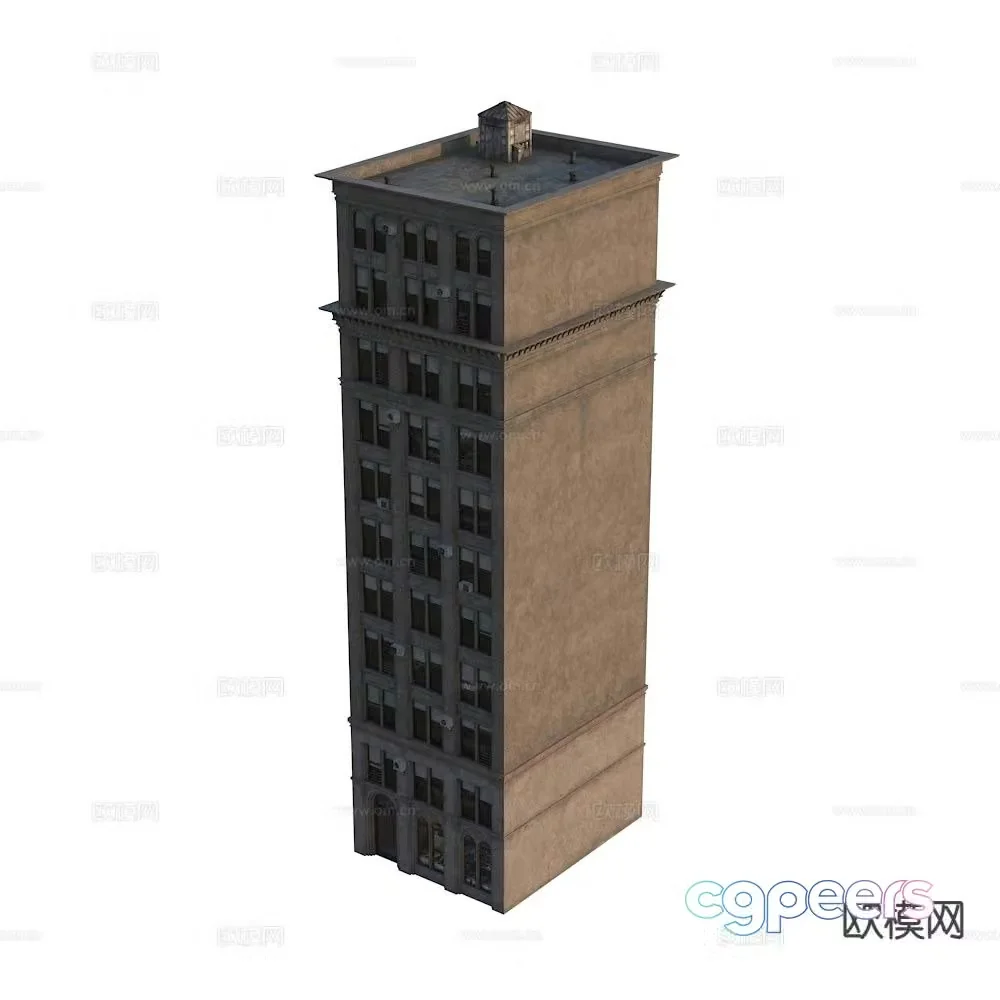 European style residential building exterior 3D model