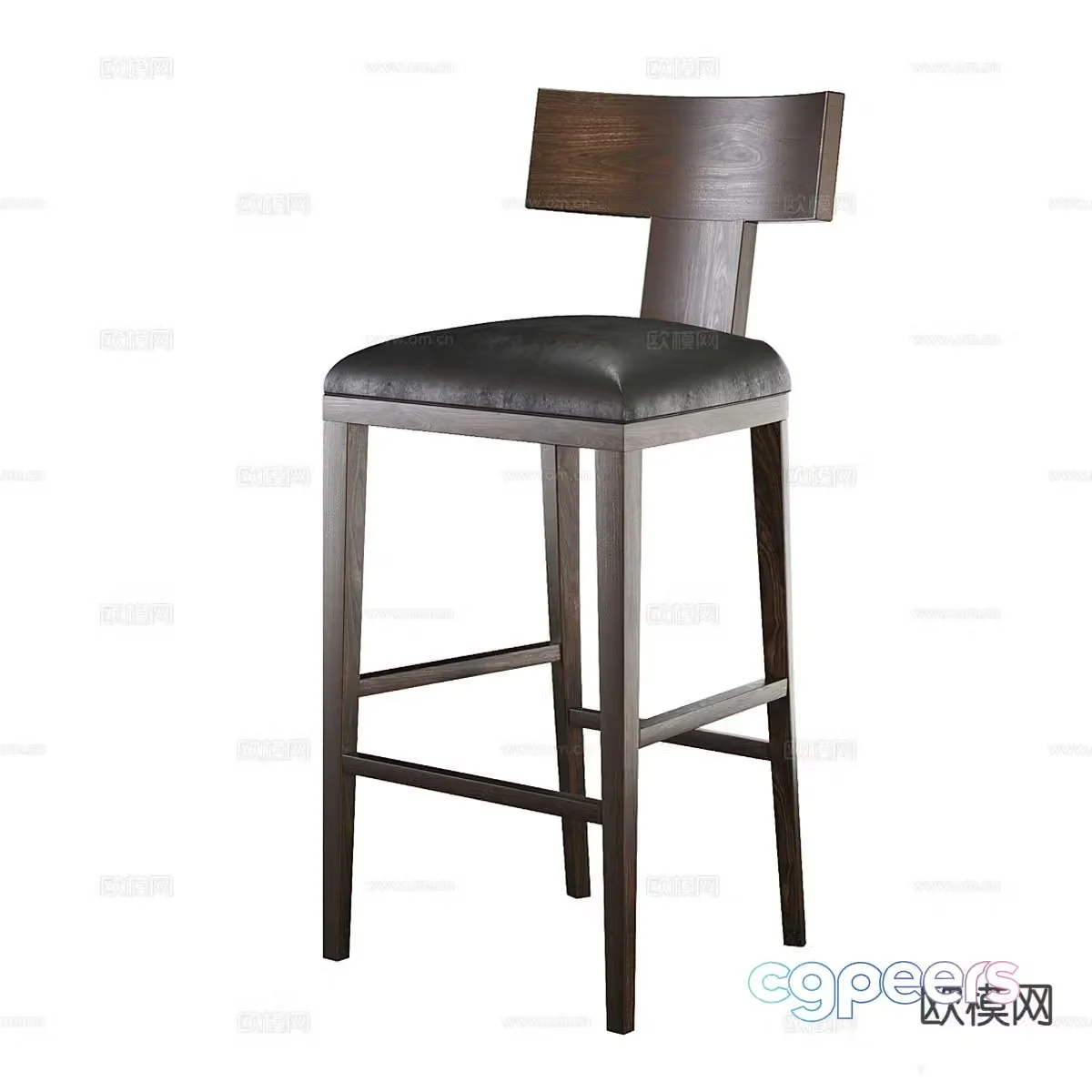 Klismos leather bar chair 3d model