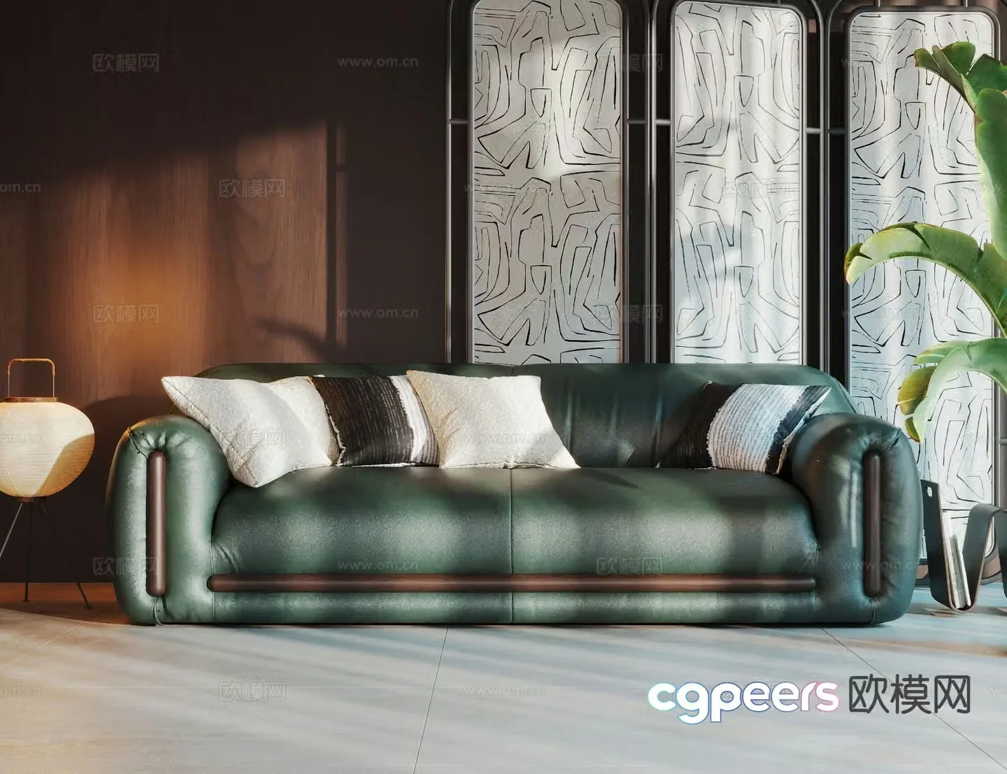Medieval style double sofa leather sofa 3d model
