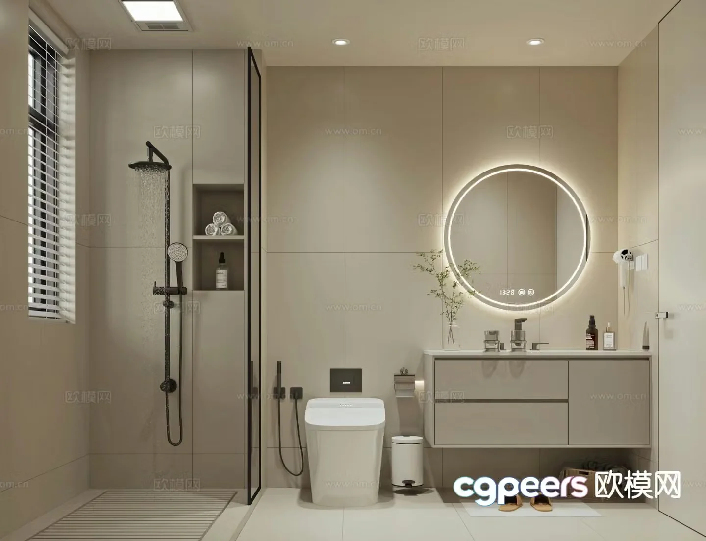 Cream style bathroom bathroom toilet 3d model