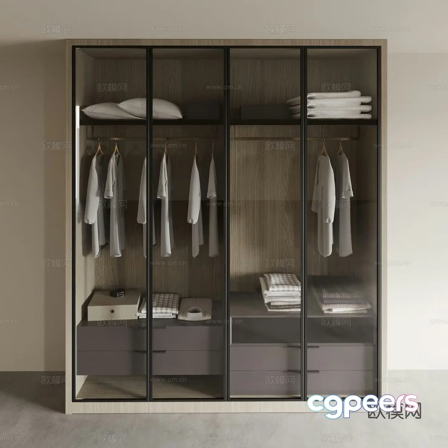 Modern glass wardrobe 3d model