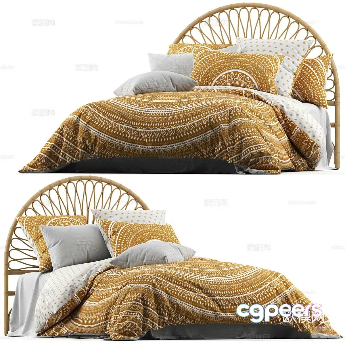 Home Republic Karma Double Bed 3D Model