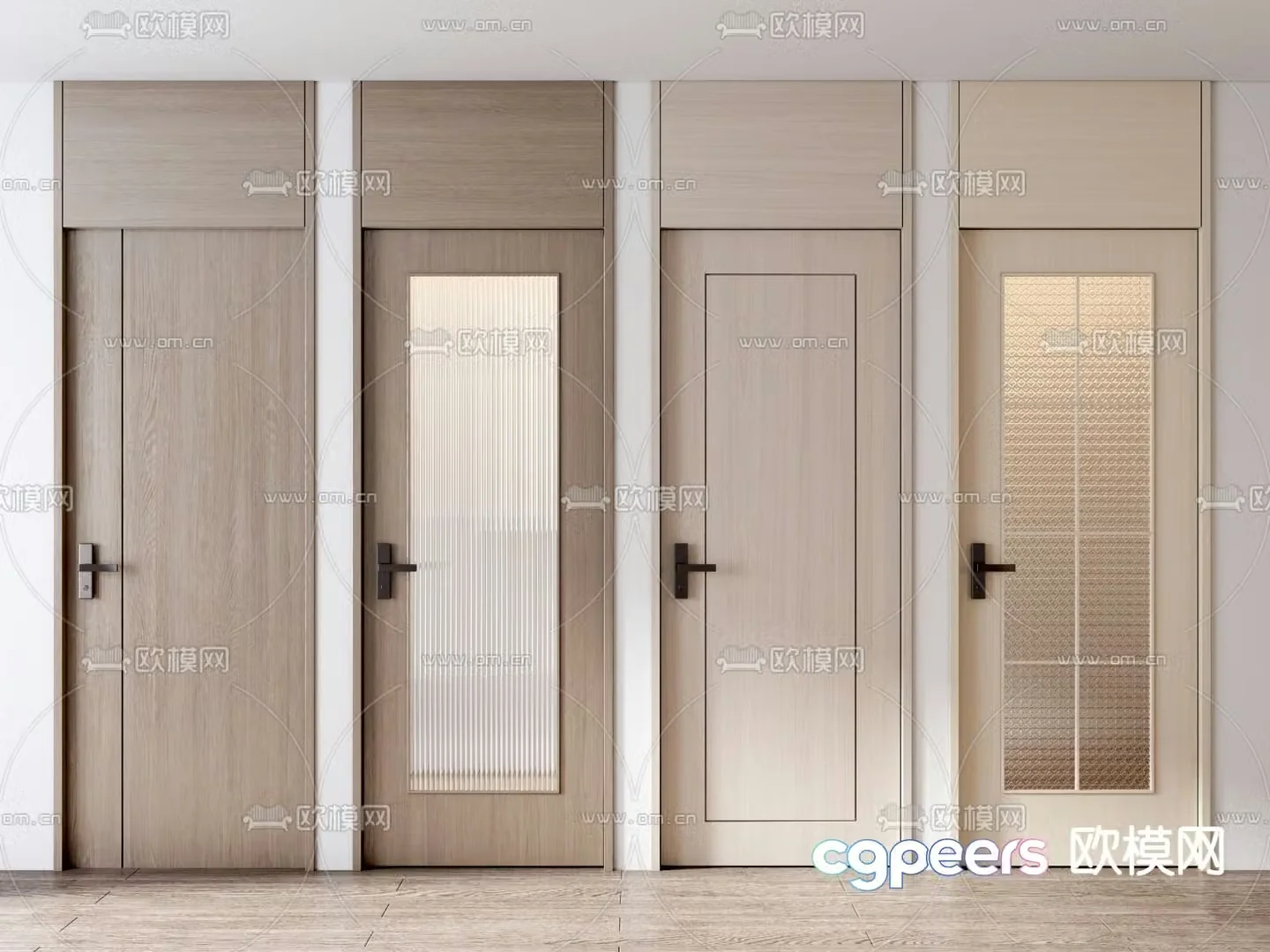 Open ceiling door Bathroom door Bedroom door Wooden door 3D model