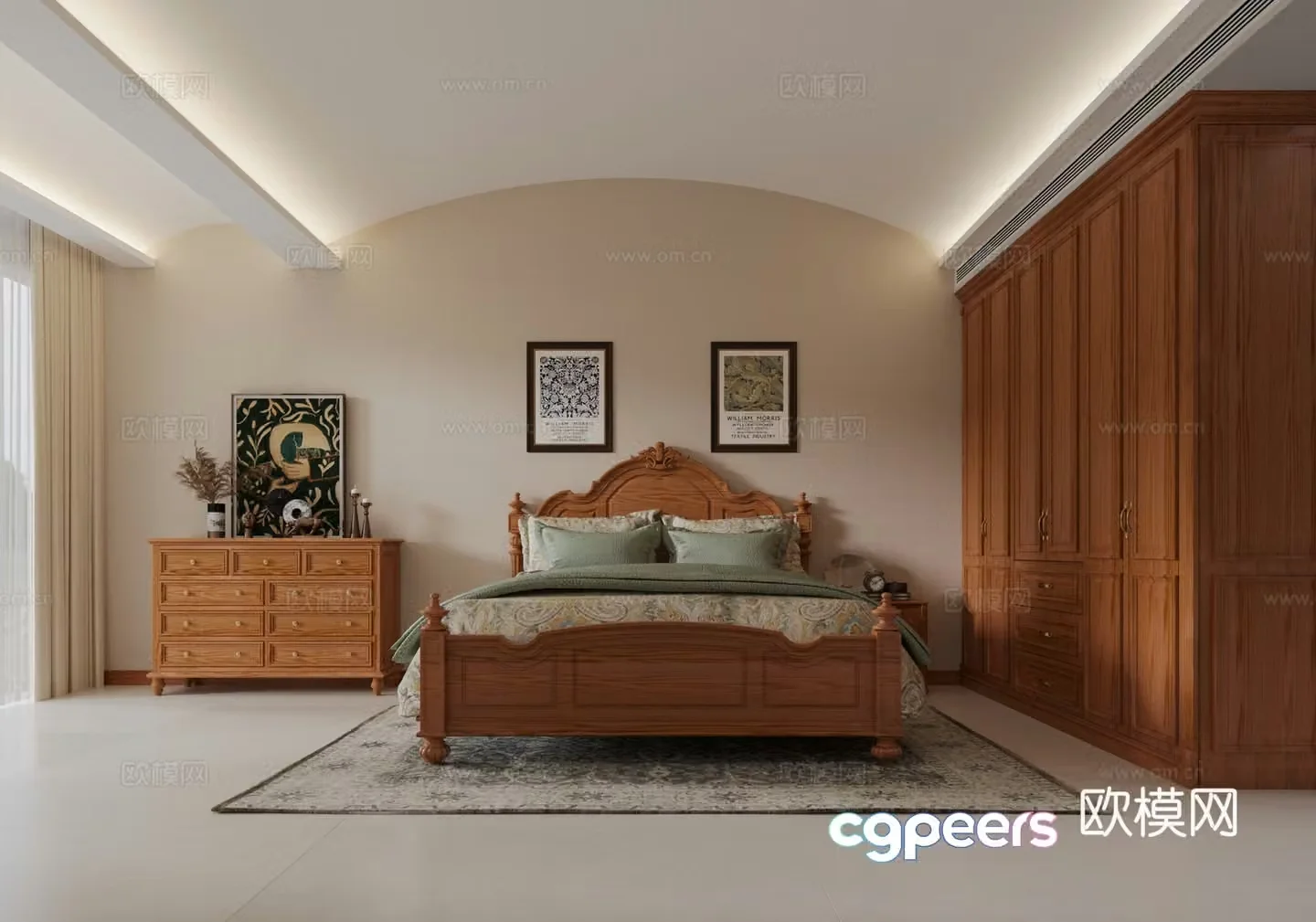 European style bedroom second bedroom 3D model