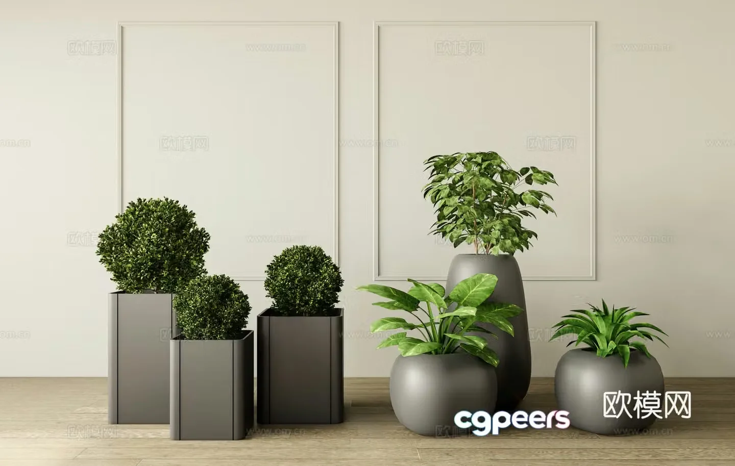 Modern potted plants green plants 3d model