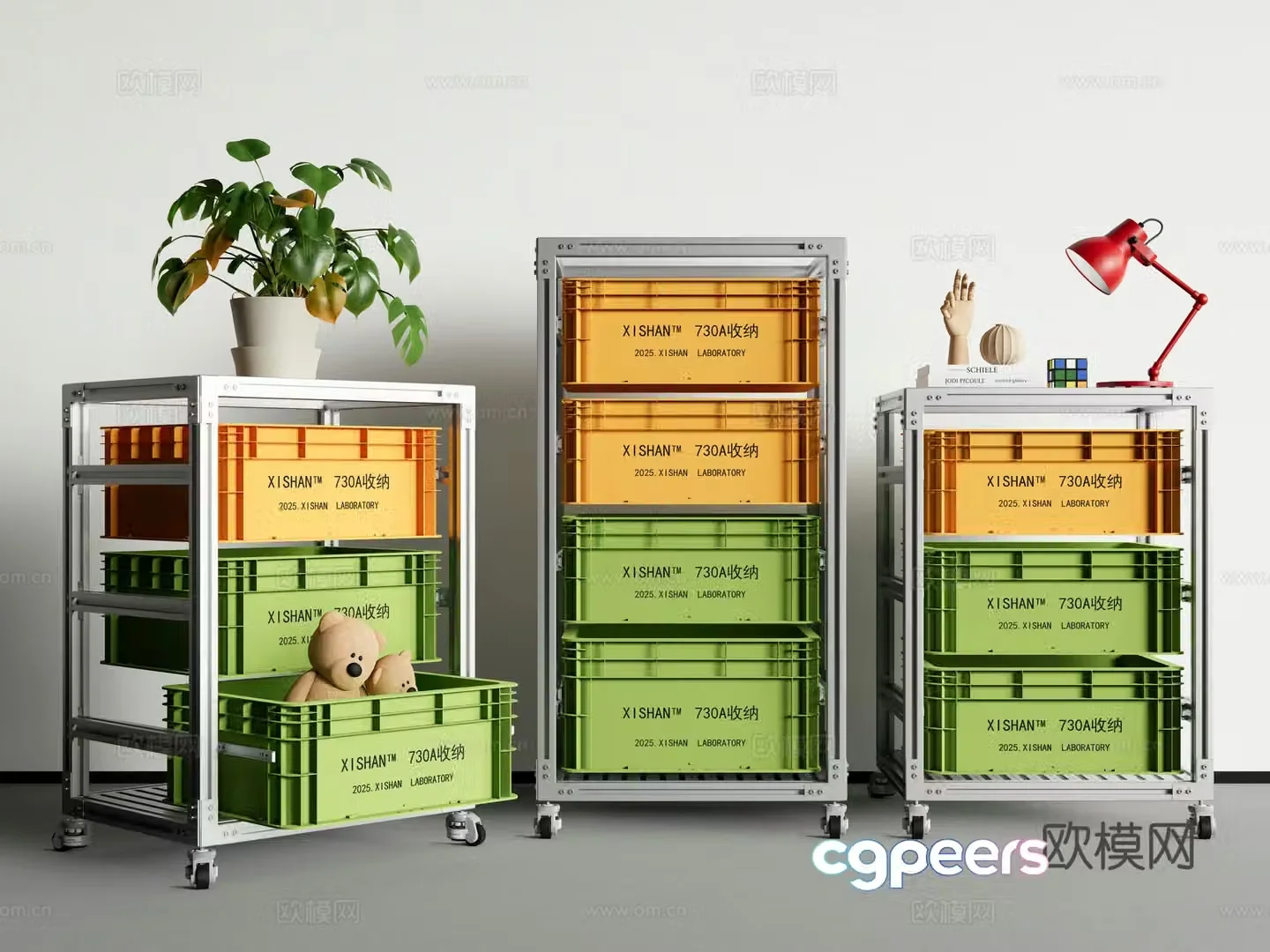 Modern storage rack Aluminum profile storage rack Storage box Drawer turnover box 3D model