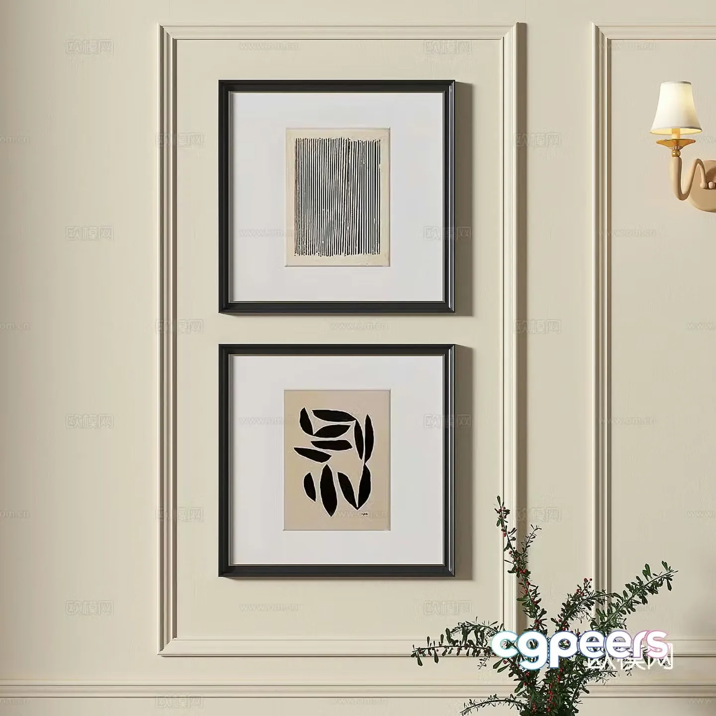 French retro medieval decorative painting 3d model
