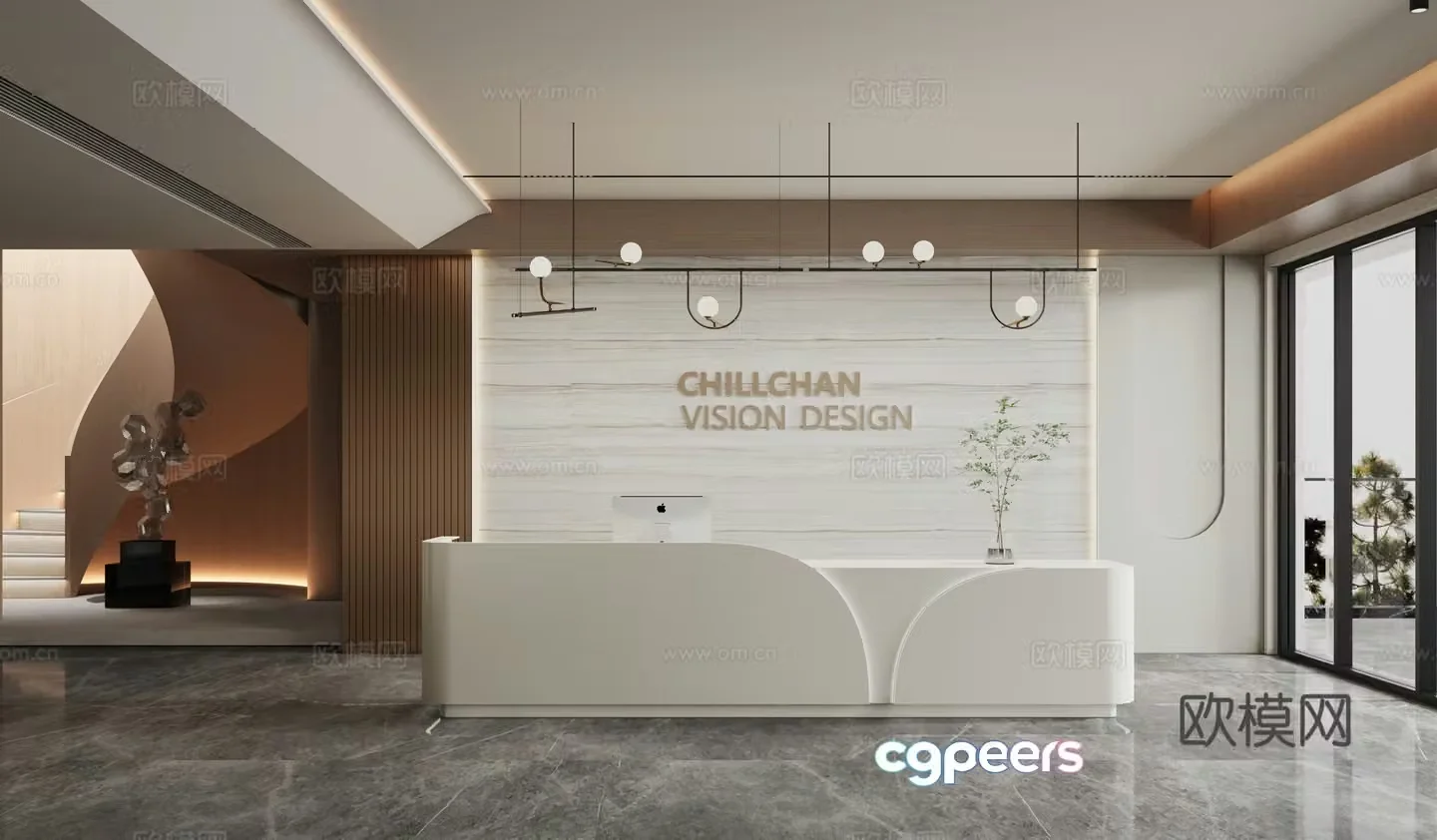 Modern company front desk 3D model