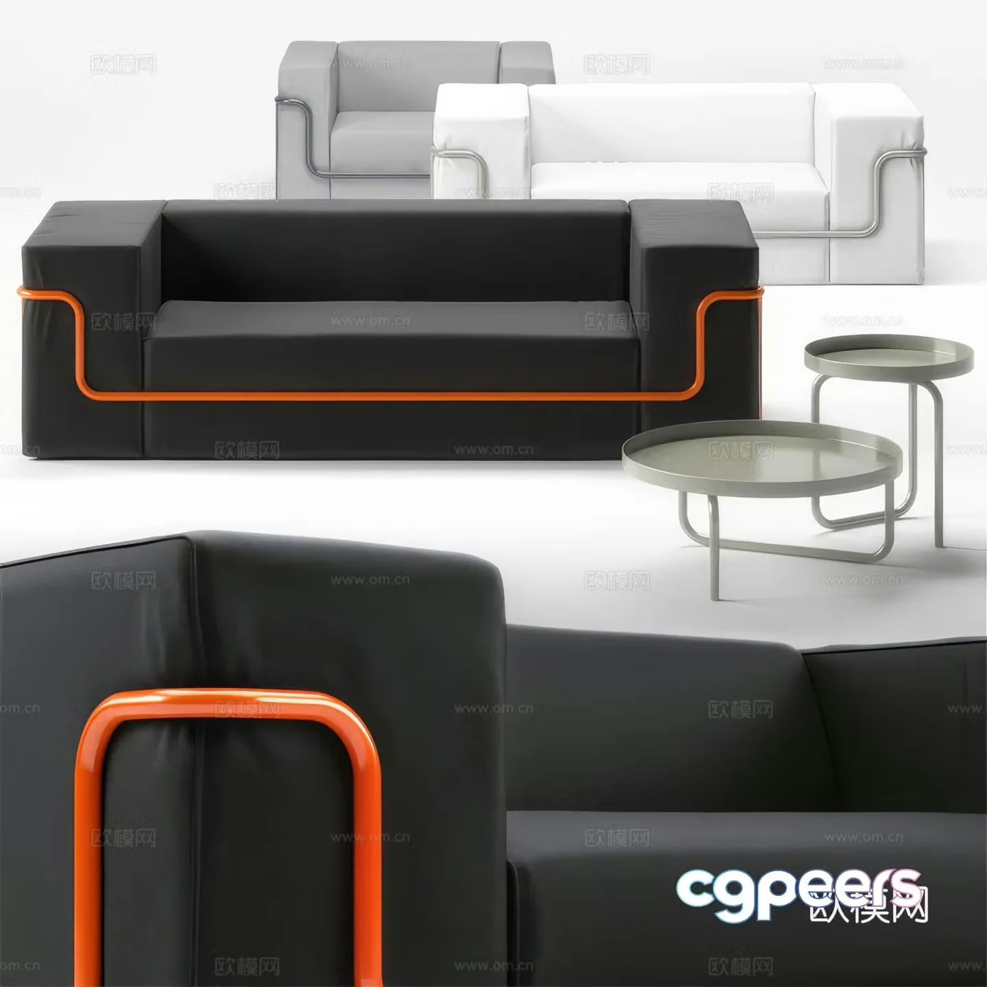 Double sofa module sofa tofu block sofa 3d model