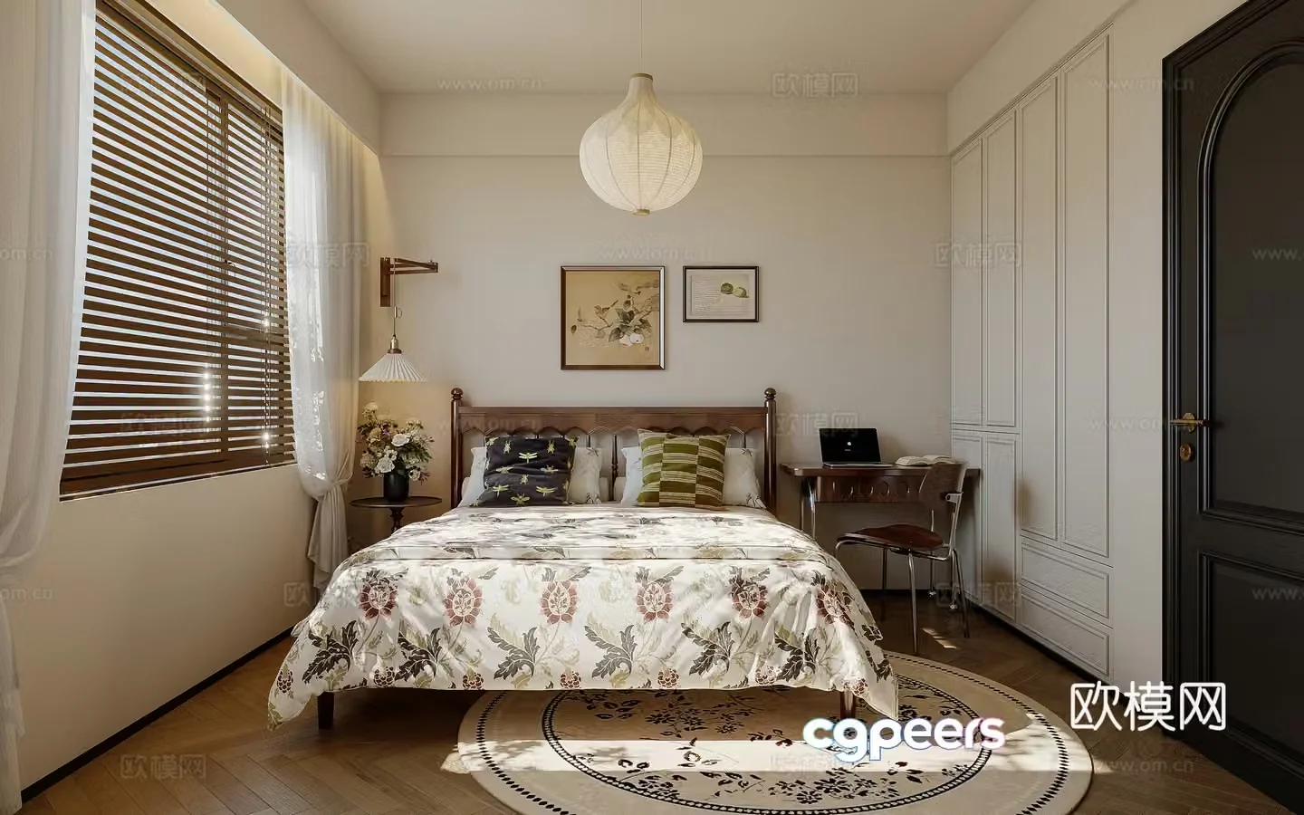 Retro French home bedroom French medieval home bedroom French duplex home bedroom 3d model