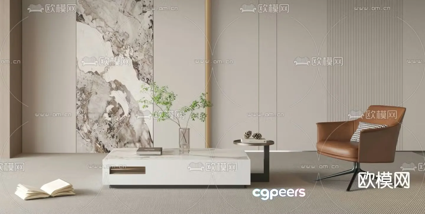 Modern double coffee table 3d model