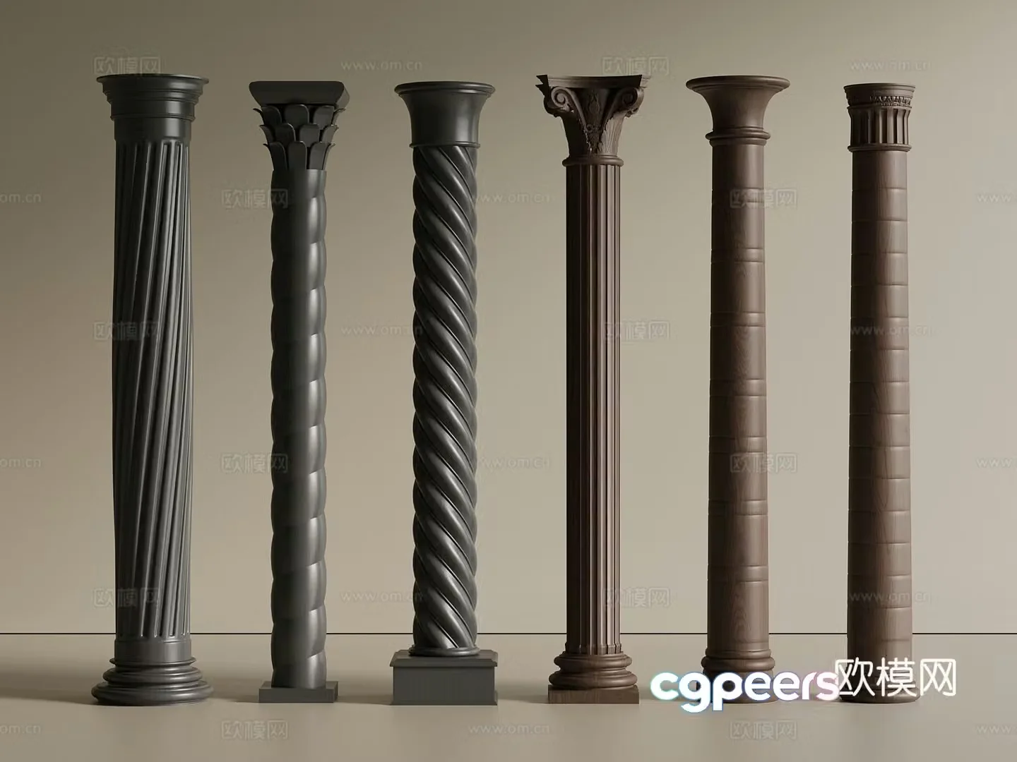 European French Column Roman Column Gypsum Column 3D Model