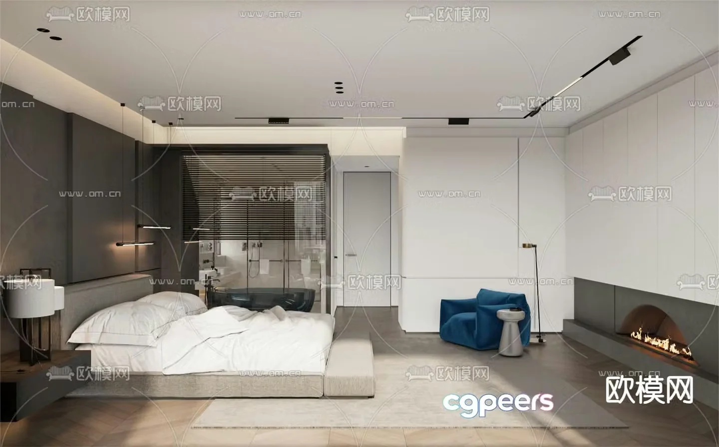 Modern bedroom master room 3d model