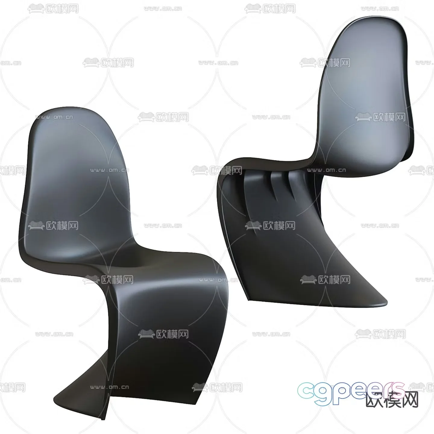 Curved chair Leisure chair Plastic chair 3d model