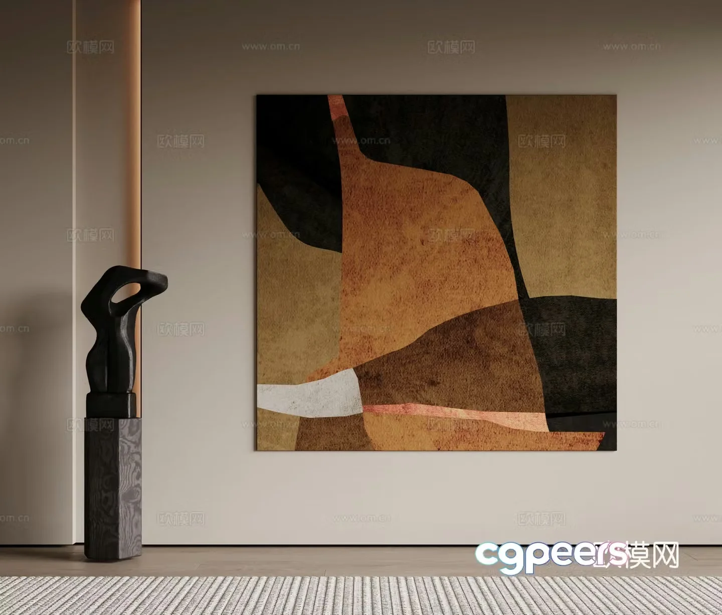 Modern minimalist decorative paintings Waviva medieval style hanging paintings cream style decoration paintings Italian style hanging paintings black and white 3D model