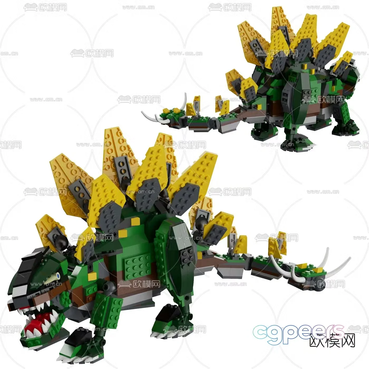 Modern building block stegosaurus toy 3d model