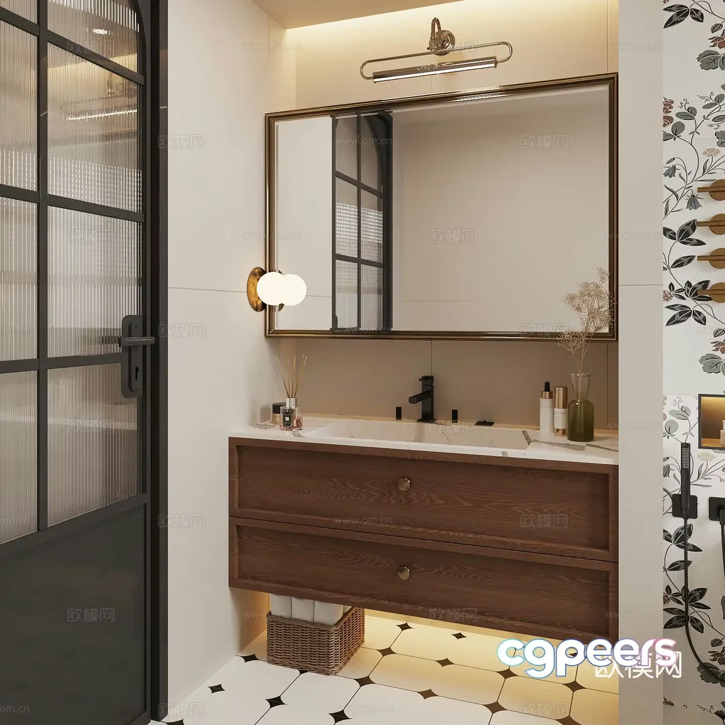 Middle-aged style bathroom cabinet 3d model