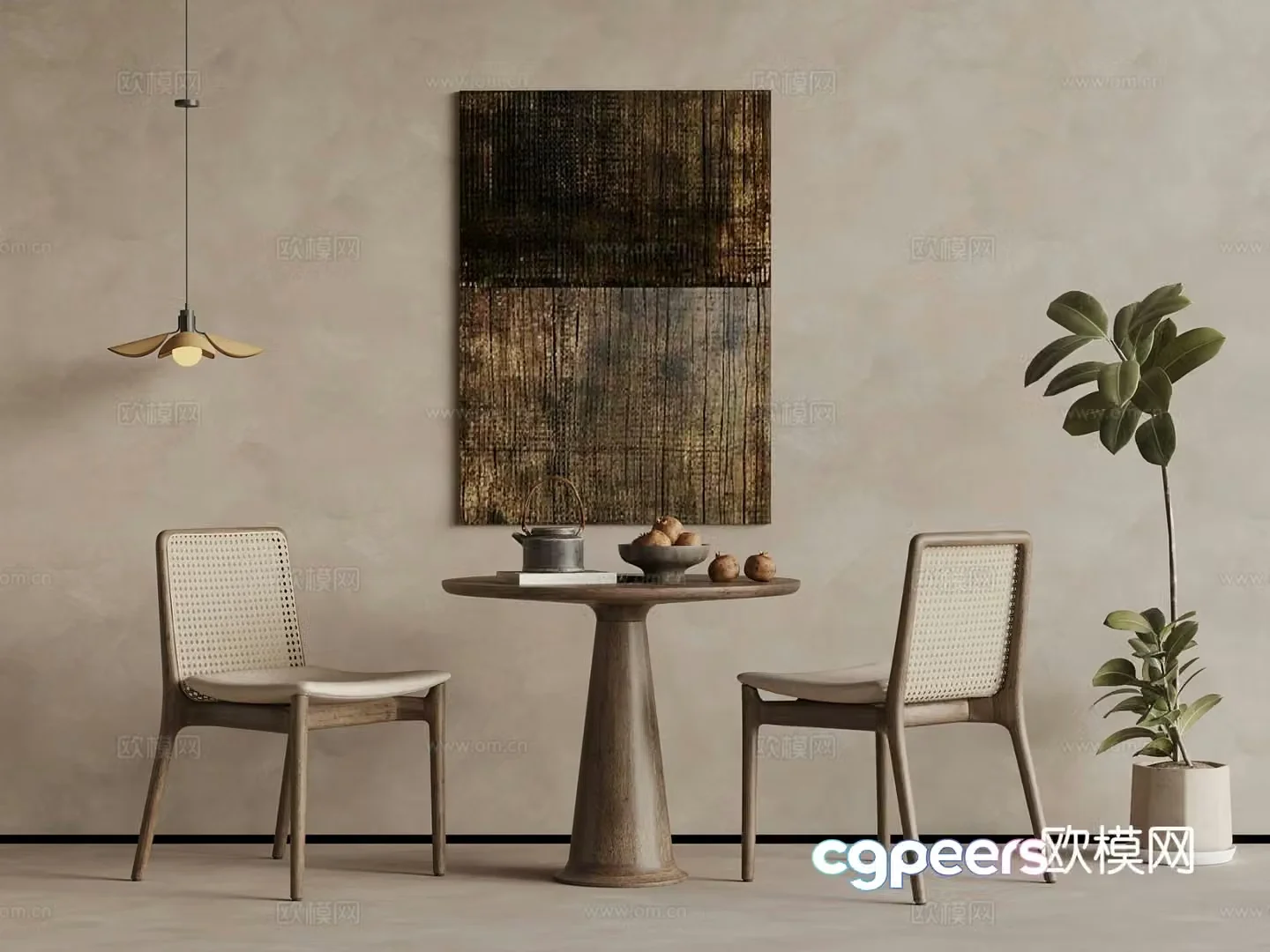 Wabi Sabi leisure table and chairs 3d model