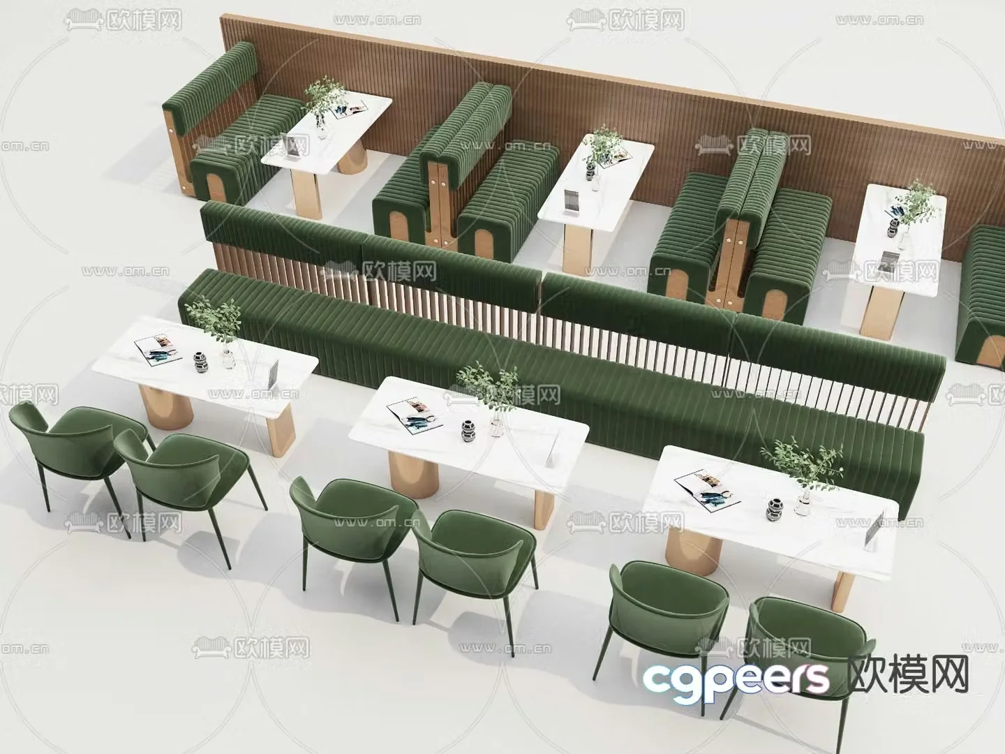 Card seat dining table and chairs restaurant card seat 3d model