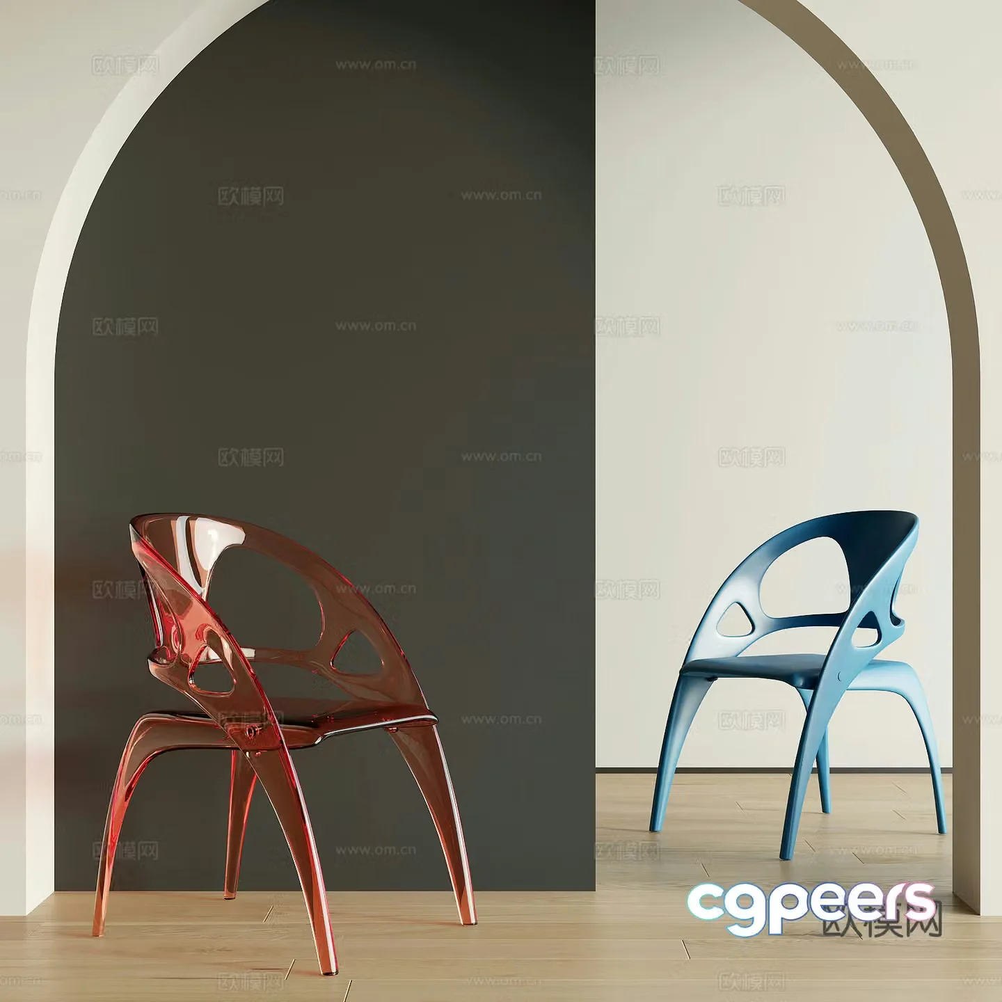 Modern acrylic single chair 3d model