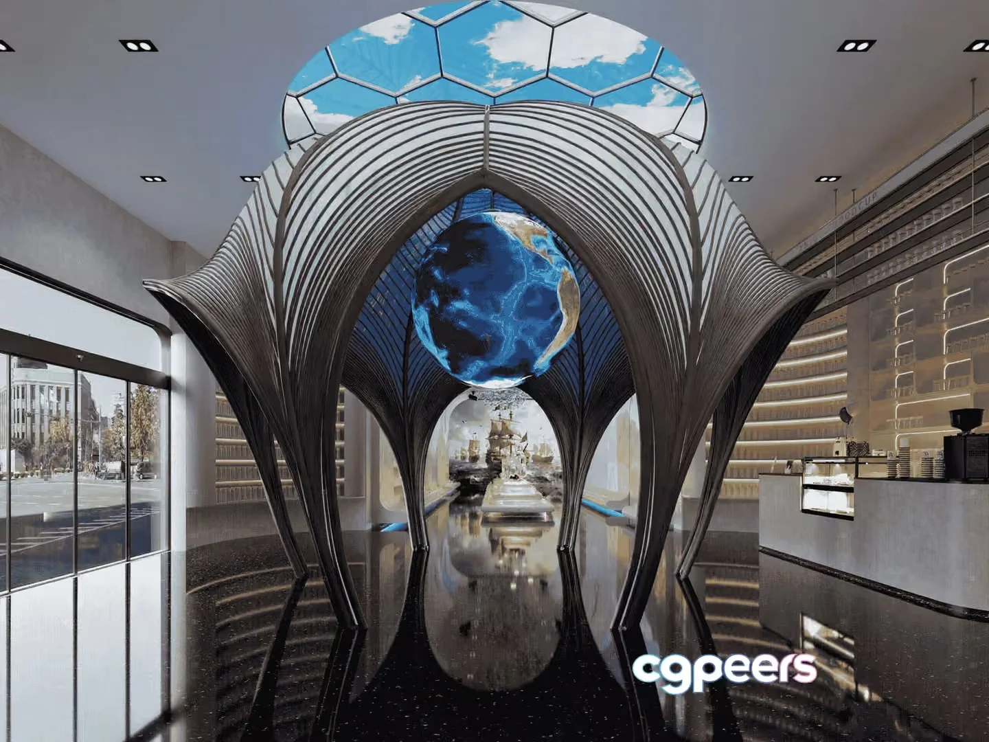 Modern Futuristic Interior 3D Model – 9875 – VRAY Render