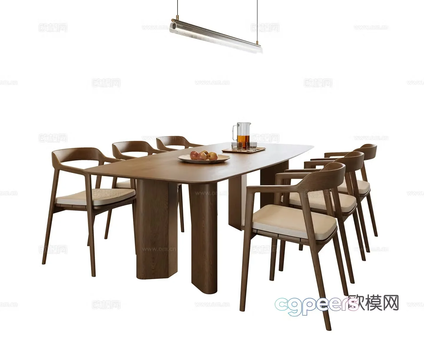 New Chinese style dining table and chairs Bar dining table 3D model