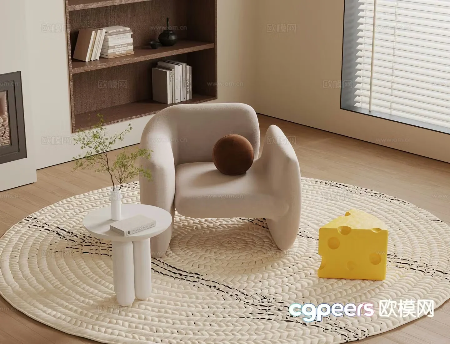 Cream style sofa chair leisure chair armchair 3d model