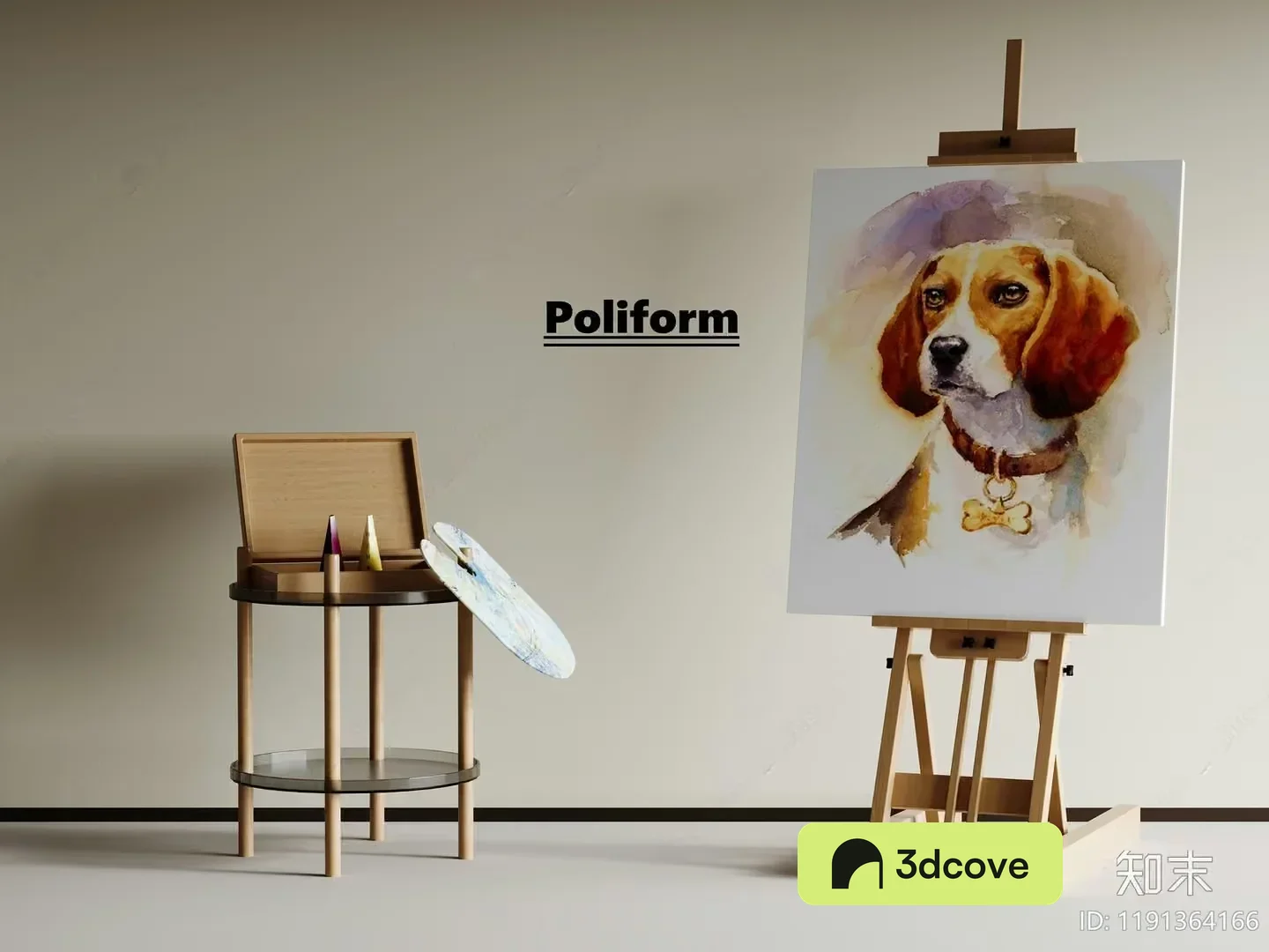 A Painting Of A Dog On An Easel