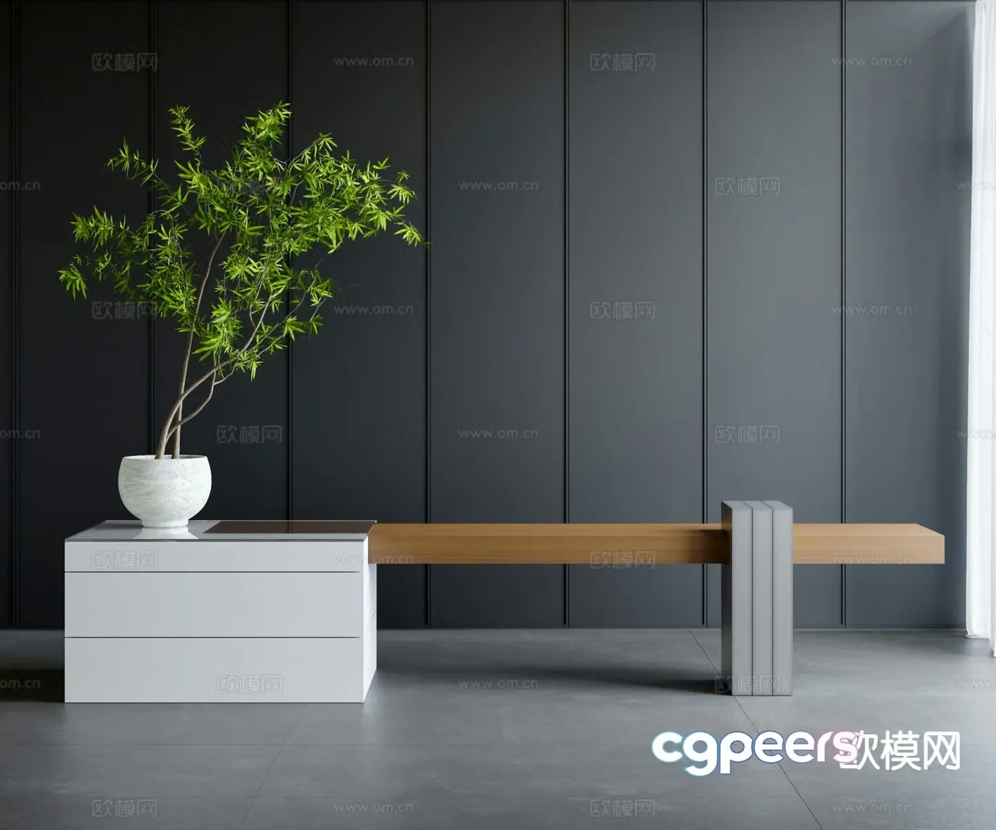 Modern bench bench landscape bench 3d model