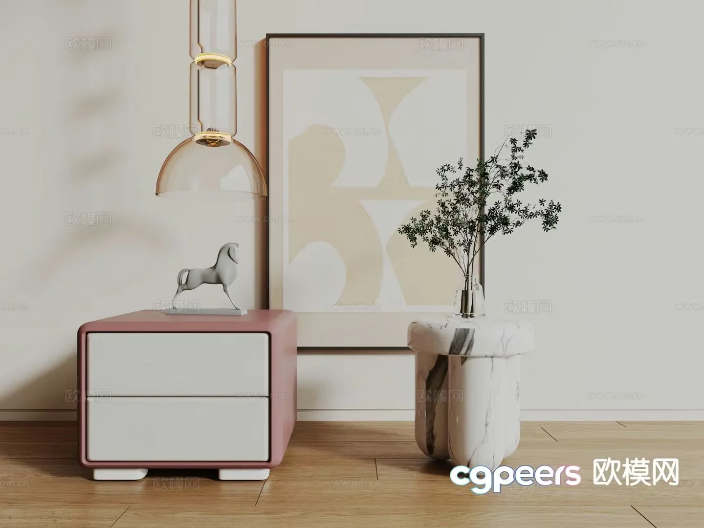 Modern bedside table 3d model
