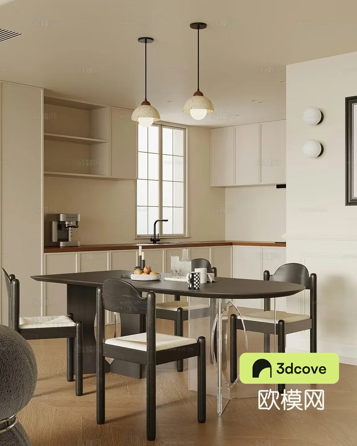 Restaurant French retro style restaurant dining table and chair cabinet