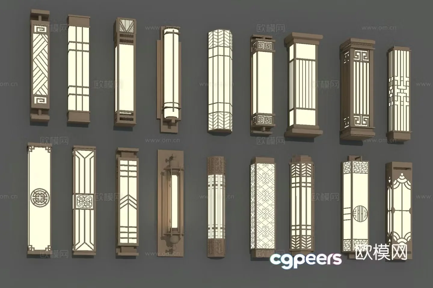 Chinese lamp column lamp wall lamp 3d model