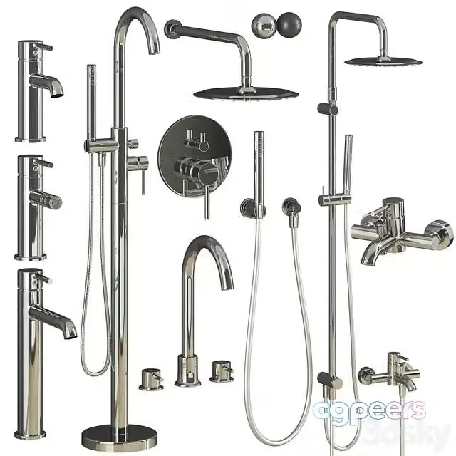 3ds Max Free – Faucets and showers Damixa Scandinavian Pure set