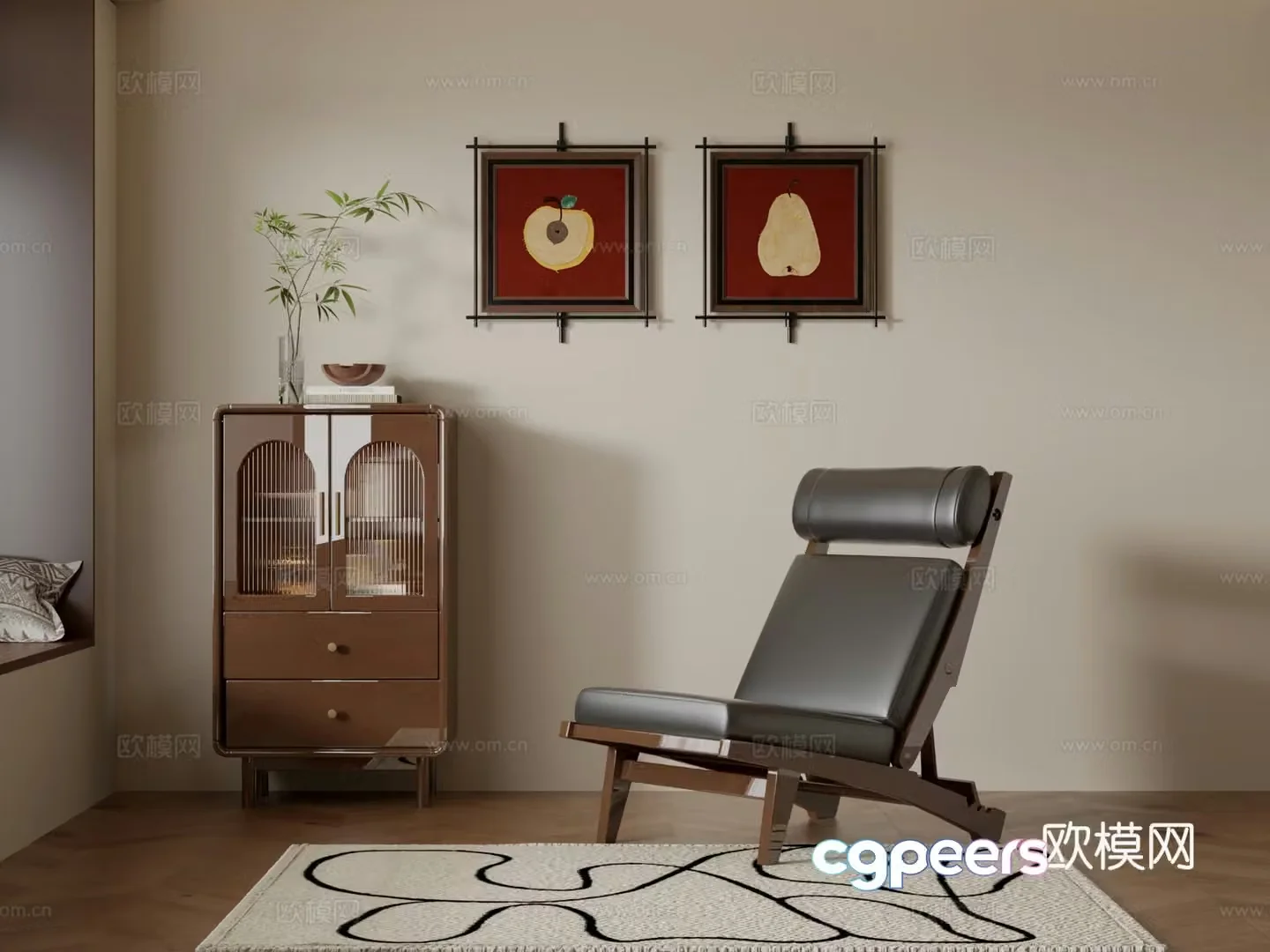Medium style casual single chair 3D model