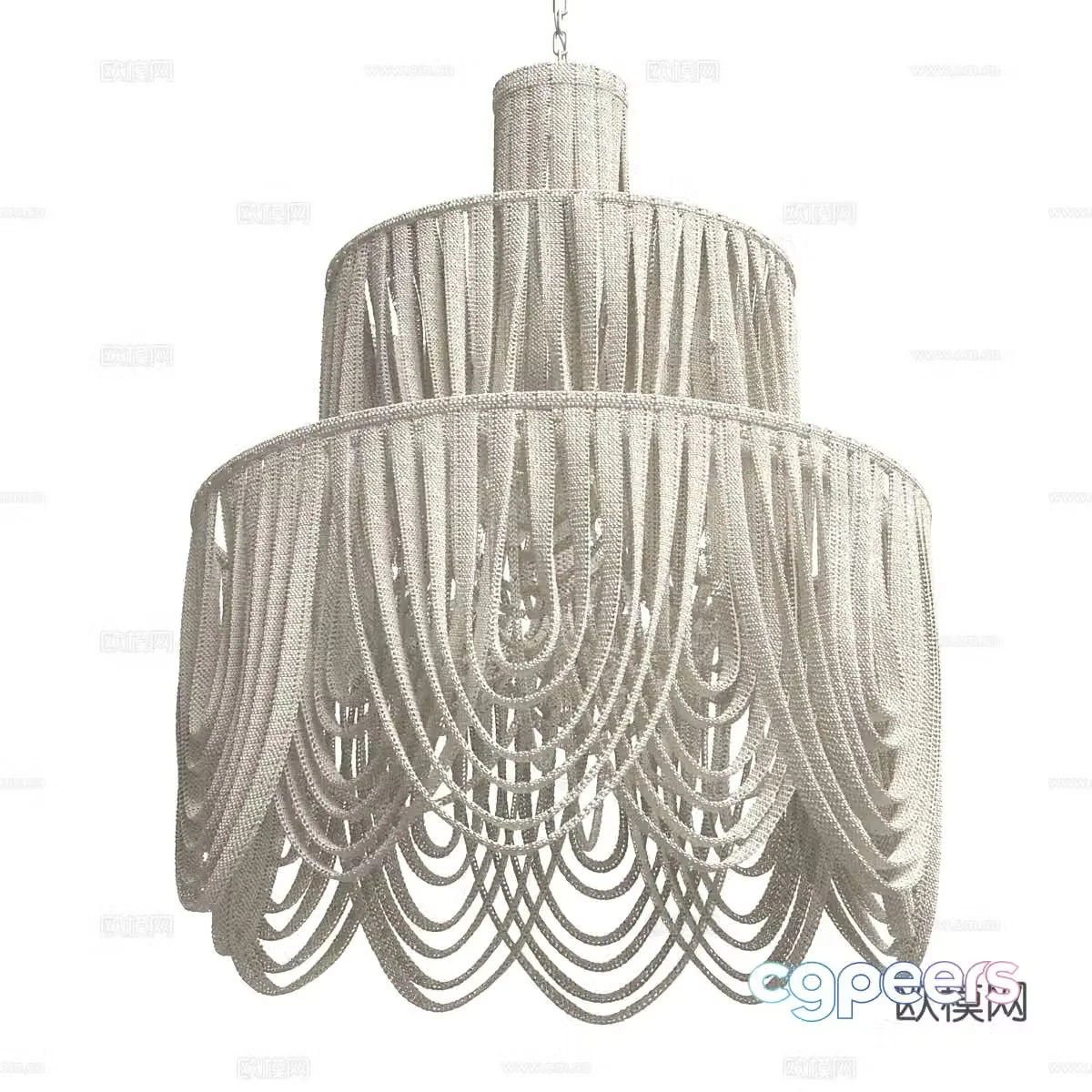 New Chinese style Wasabi Palecek Selita rattan chandelier 3D model