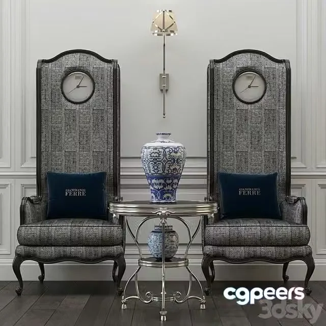 3ds Max Free – Gianfranco Ferre Home, Big ben chair and Covent table