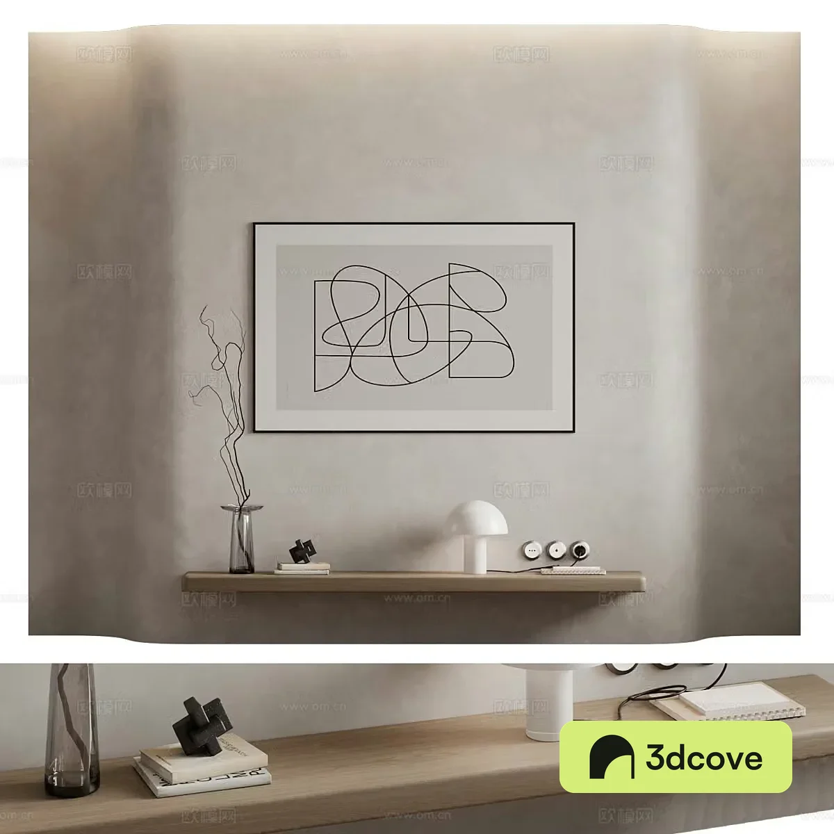 New Chinese style Wasabi TV background wall 3D model