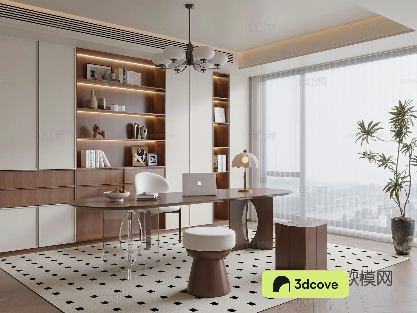 Modern medieval style study room