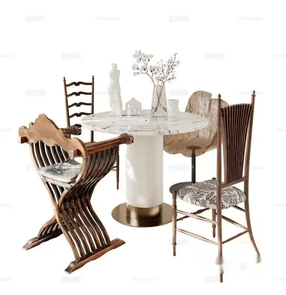 A Dining Table With Chairs 3D Model – 630 – CORONA Render